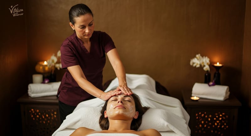 Massage therapy session with therapist applying healing touch