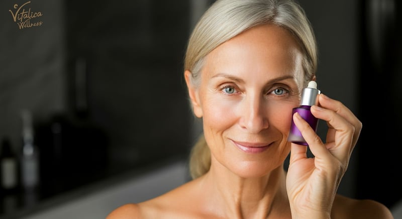 Sérum anti-âge, application sur la peau
