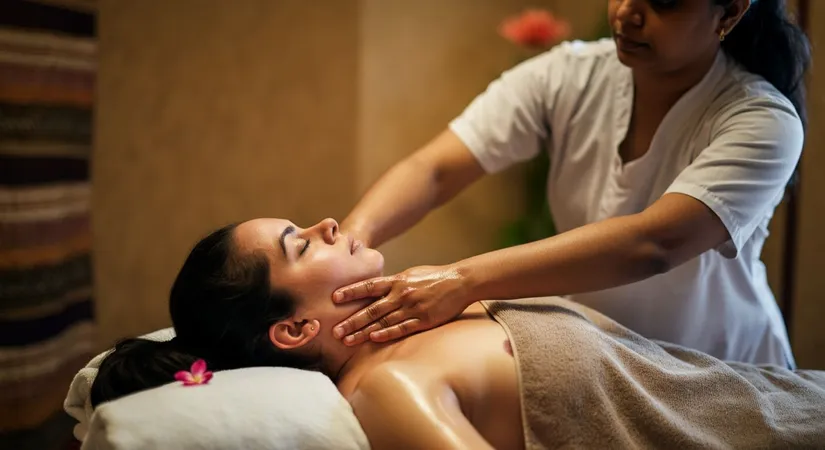 Ayurveda massage technique demonstration