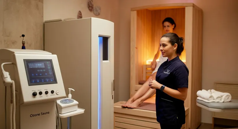 Ozone sauna therapy process illustration