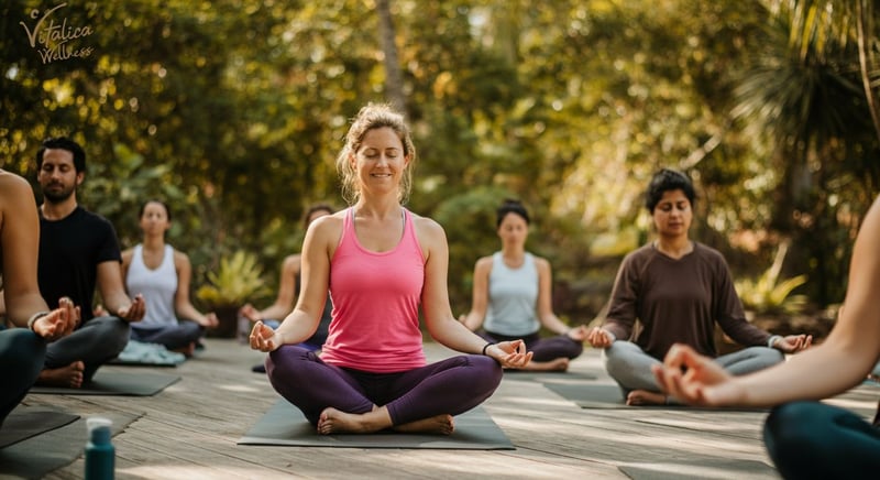 Yoga class promoting wellness and transformation